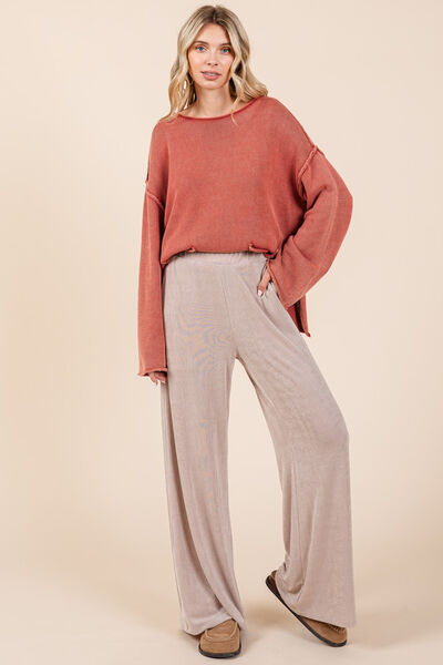 Elastic Waist Pants with Side Pockets for All-Day Comfort