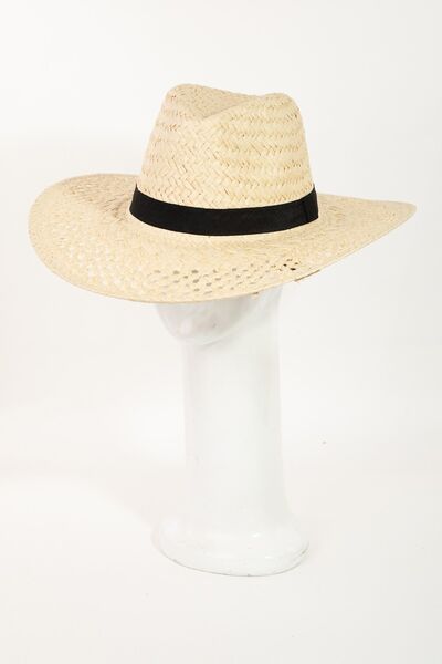 Elegant Basket Weave Straw Sun Hat for Stylish Summer Days