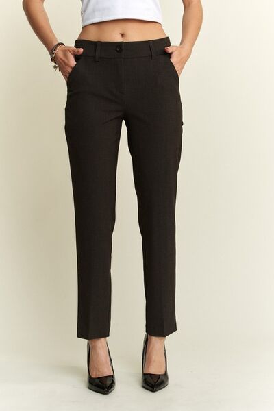 Skinny Pants with Side Zipper and Two Functional Pockets