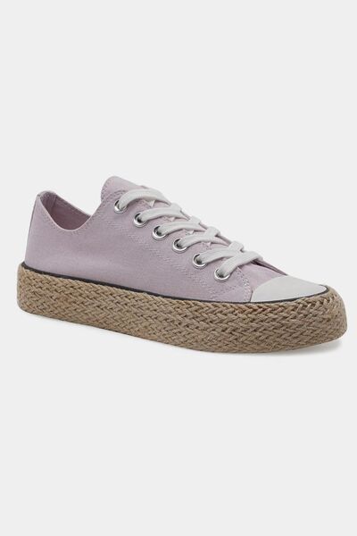 Lace Up Sneakers with Woven Espadrille Sole for Effortless Style