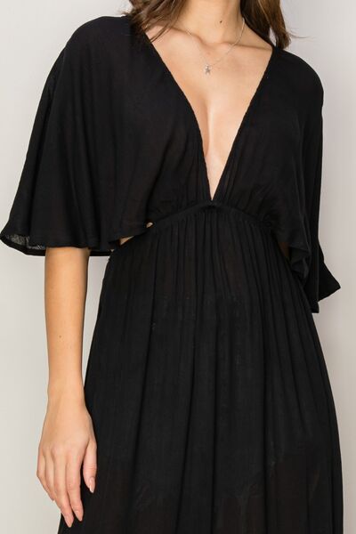 Tie Back Maxi Split Cover-Up Dress for Effortless Beach Style