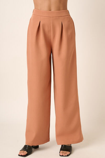 Inverted Pleat Detail Wide Leg Pants for Effortless Elegance