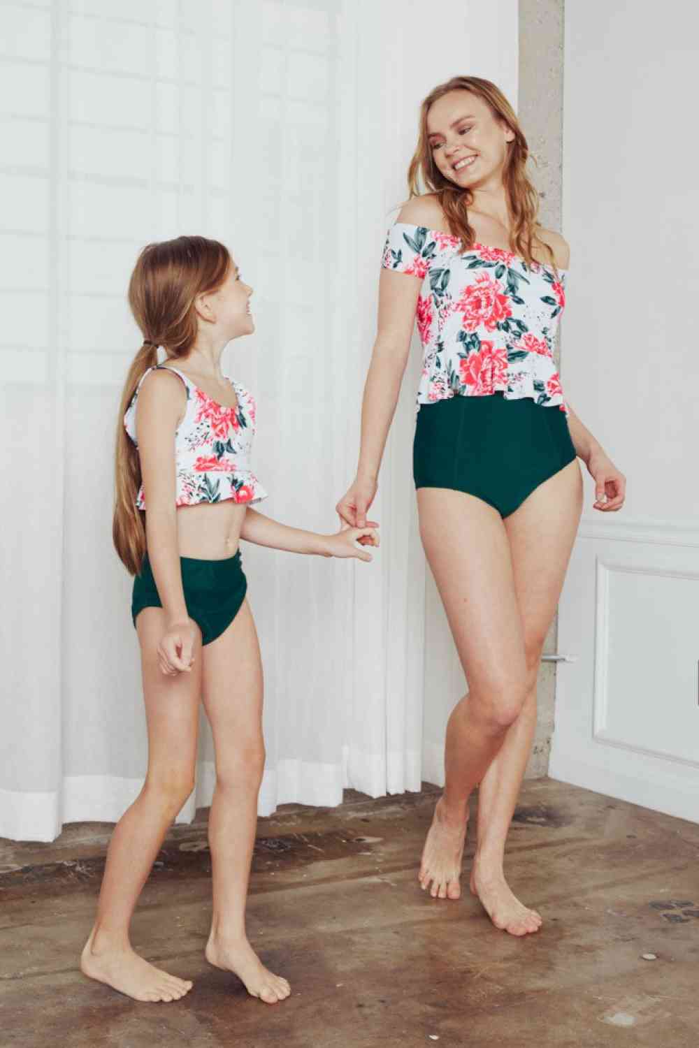 Long Sleeve Printed Tankini Swimsuit with Full Coverage