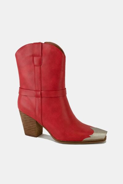 Faux Leather Metal Toe Ankle Boots for Bold Style