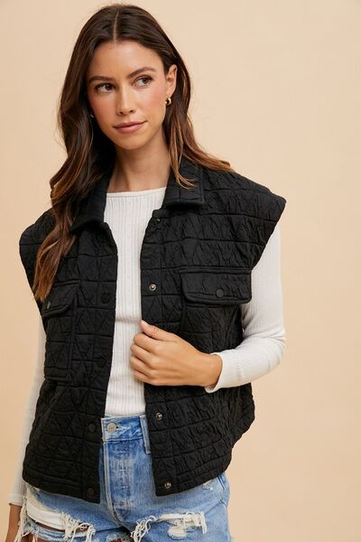 Quilted Snap Down Vest Coat for Stylish Layering and Warmth