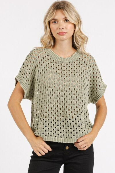 Mineral Wash Short Sleeve Knit Cover Up for a Relaxed Beach Look