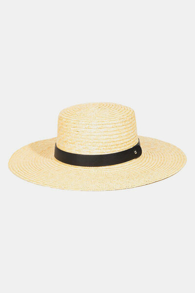 Flat Brim Straw Weave Hat for Stylish Sun Protection