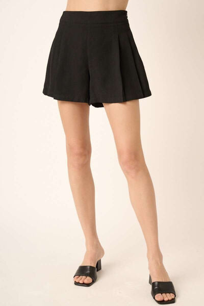 Elegant Pleated Shorts with Side Invisible Zipper for All-Day Comfort