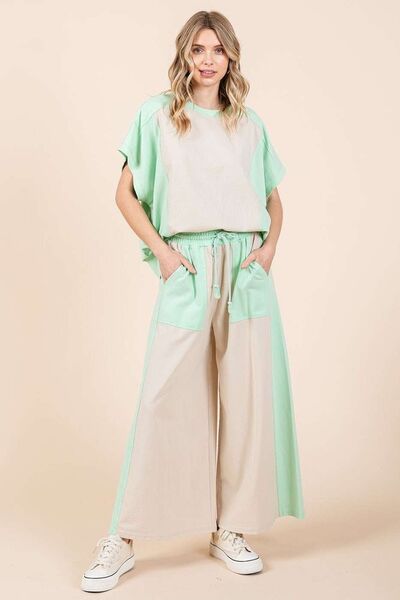 Color Block Wide Leg Pants with Modern Style and Comfort