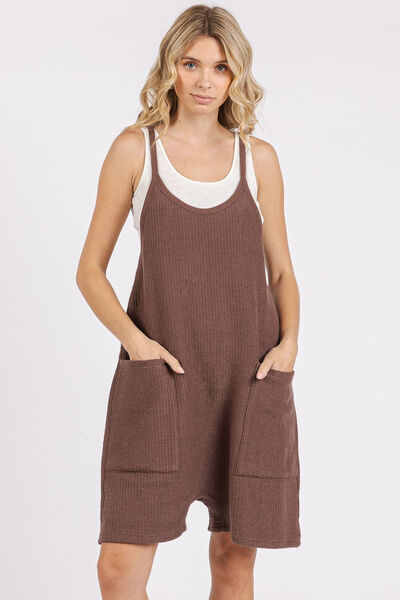 Chic Spaghetti Strap Overalls with Scoop Neck and Convenient Pockets