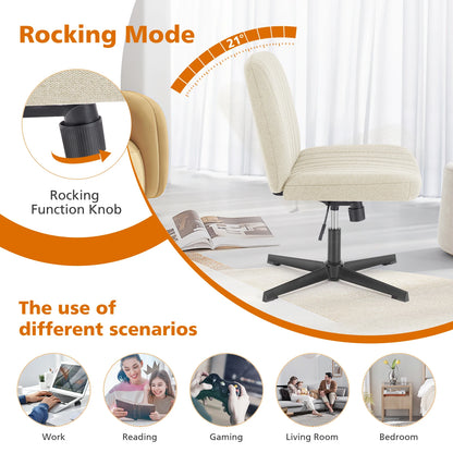 Ergonomic Wide Seat Cross Legged Office Chair with Rocking Function