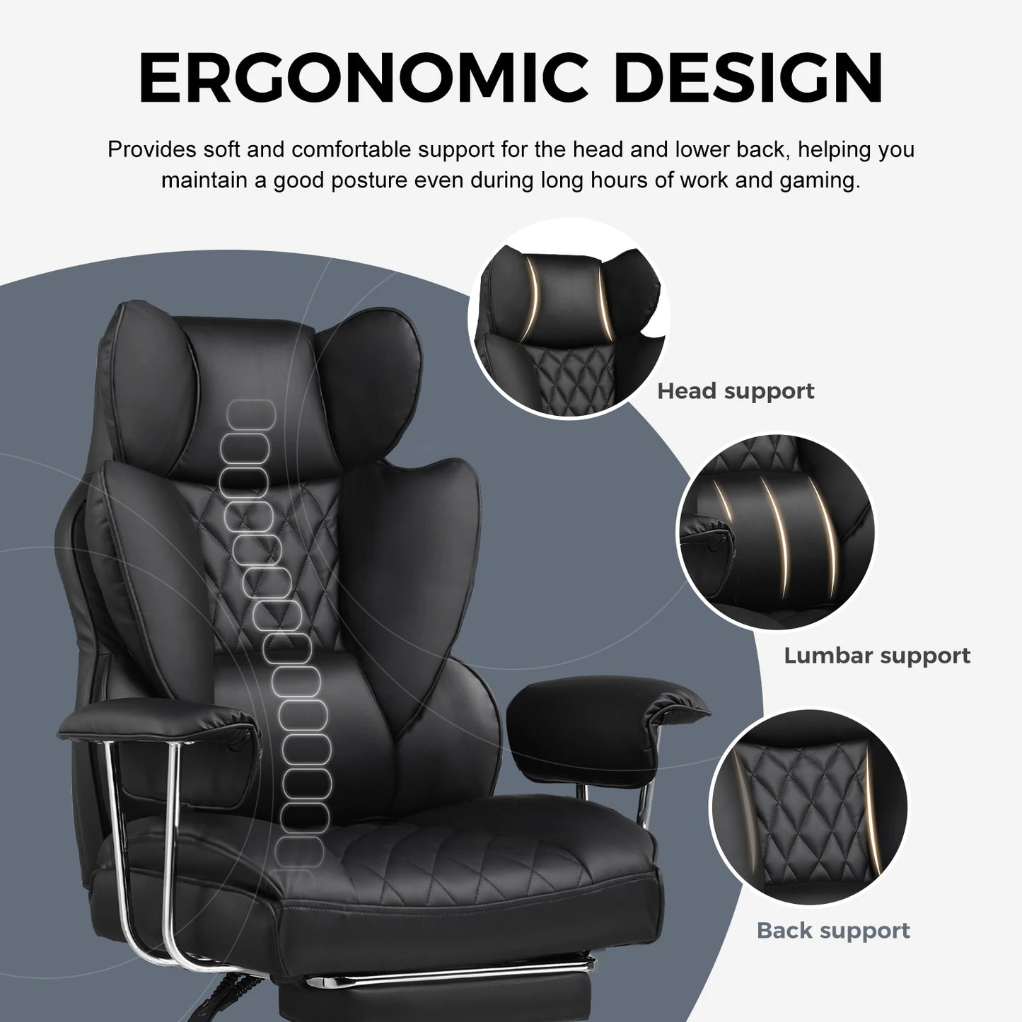Big and Tall Gaming Chair Pocket Spring Lumbar Support Footrest