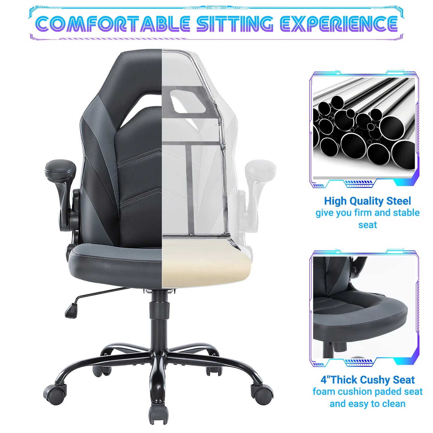 Ergonomic Racing Gaming Chair Adjustable PU Leather Executive Office Desk Seat