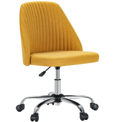 Small Armless Swivel Office Chair Modern Fabric Task Vanity Seat