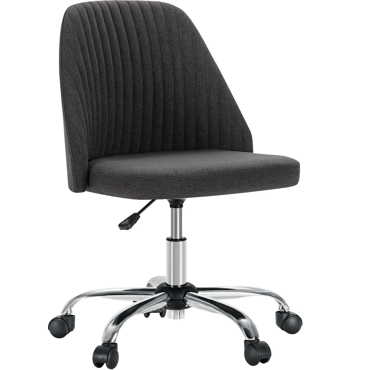 Small Armless Swivel Office Chair Modern Fabric Task Vanity Seat