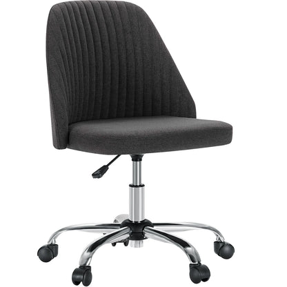 Small Armless Swivel Office Chair Modern Fabric Task Vanity Seat