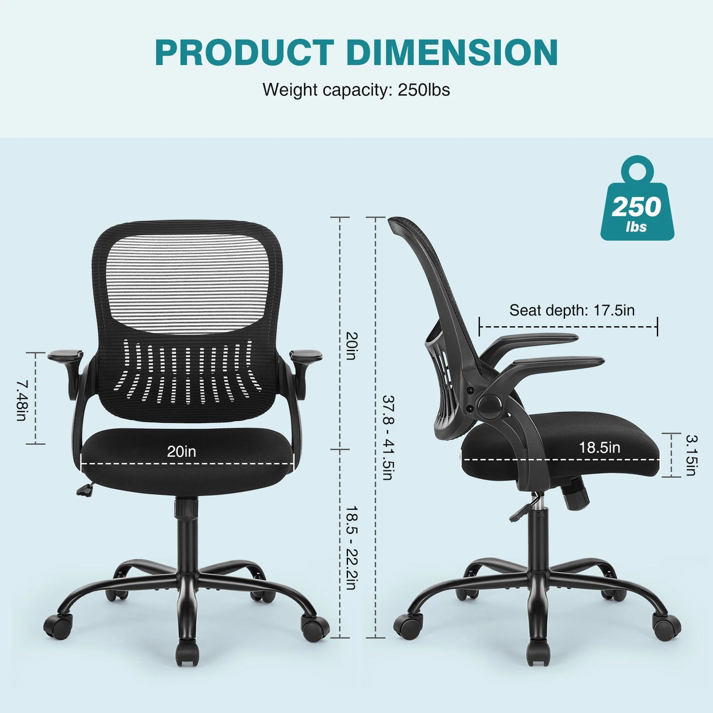 Ergonomic Mesh Office Chair with Adjustable Height and Swivel Wheels