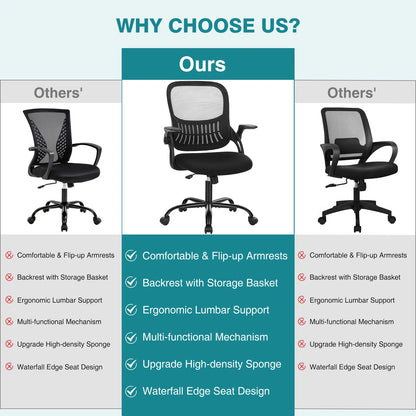 Ergonomic Mesh Office Chair with Adjustable Height and Swivel Wheels