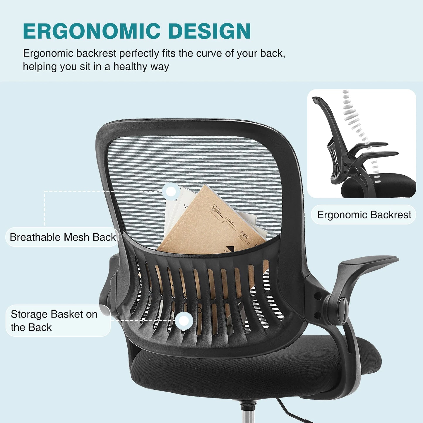 Ergonomic Mesh Office Chair with Adjustable Height and Swivel Wheels
