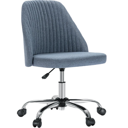 Small Armless Swivel Office Chair Modern Fabric Task Vanity Seat