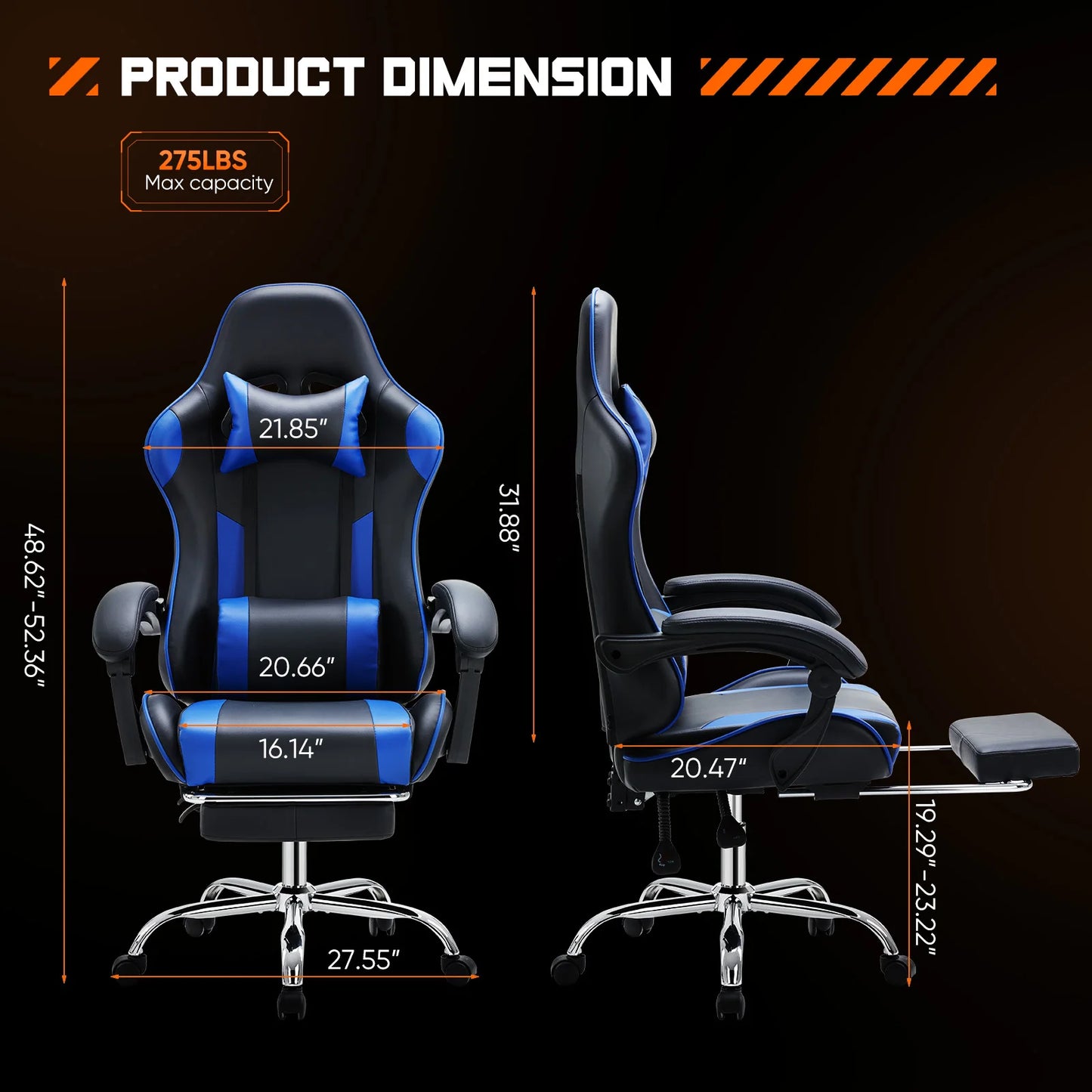 Ergonomic Racing Gaming Chair Swivel Leather with Lumbar Support