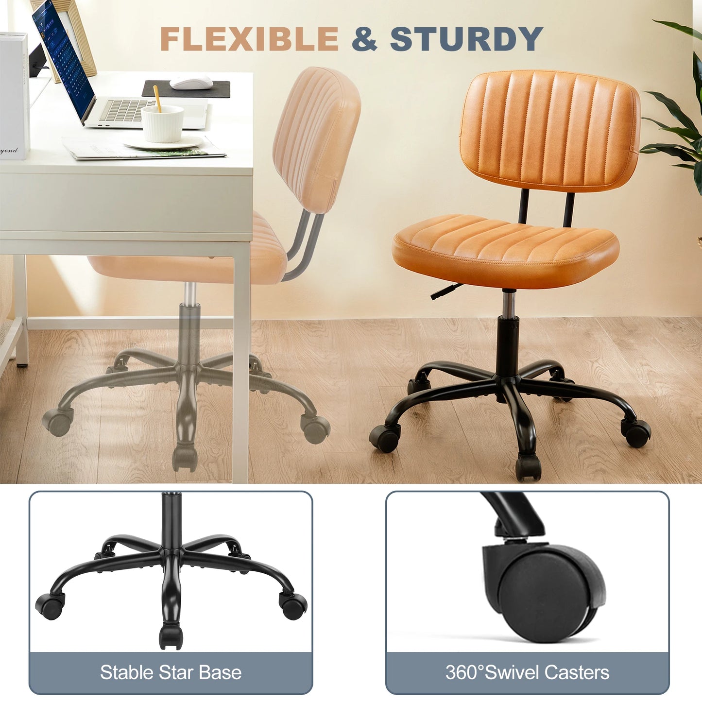 Space-Saving Ergonomic Office Chair with Adjustable Height Lumbar Support