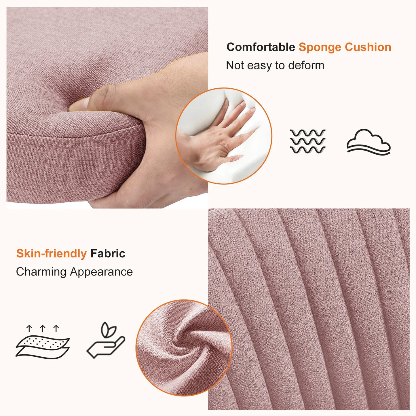 Small Armless Swivel Office Chair Modern Fabric Task Vanity Seat