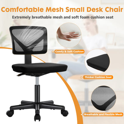 Ergonomic Armless Mesh Office Chair with Adjustable Lumbar Support