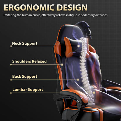 Ergonomic Gaming Chair with Footrest Reclining PU Leather Office Seat