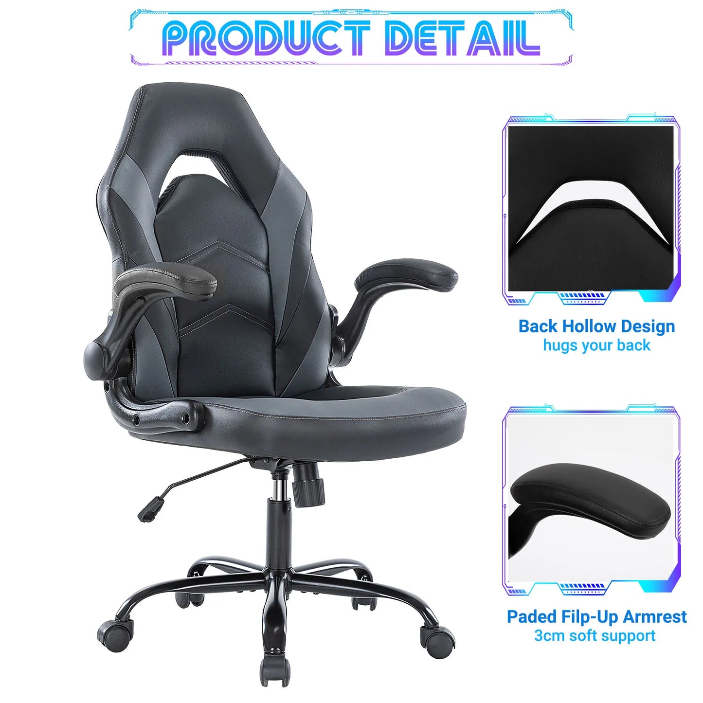 Ergonomic Racing Gaming Chair Adjustable PU Leather Executive Office Desk Seat
