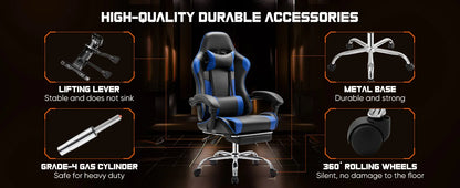 Ergonomic Racing Gaming Chair Swivel Leather with Lumbar Support