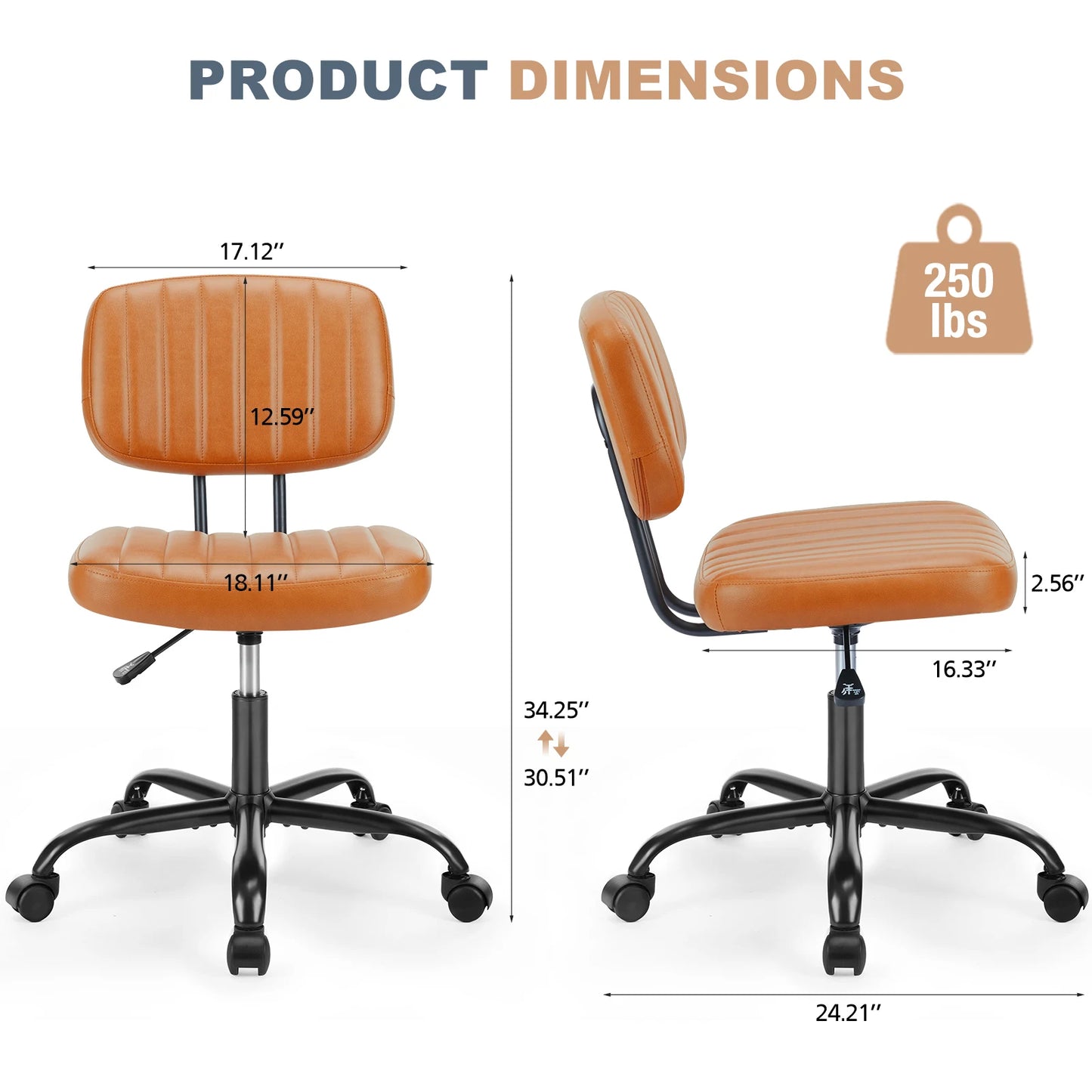 Space-Saving Ergonomic Office Chair with Adjustable Height Lumbar Support