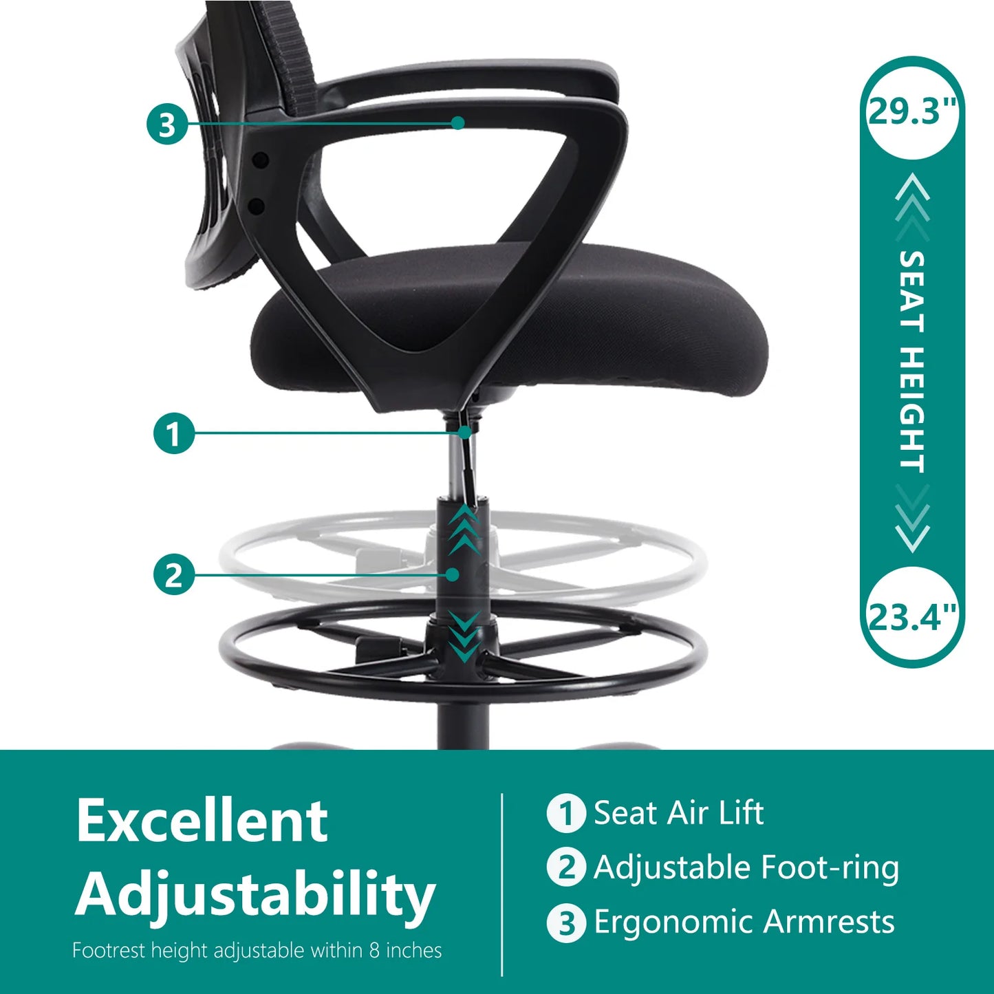 Ergonomic Mesh Office Chair with Adjustable Height and Swivel Wheels