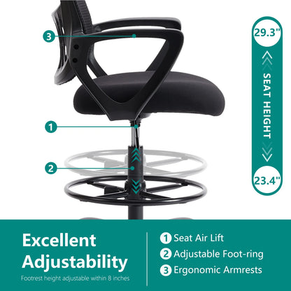 Ergonomic Mesh Office Chair with Adjustable Height and Swivel Wheels