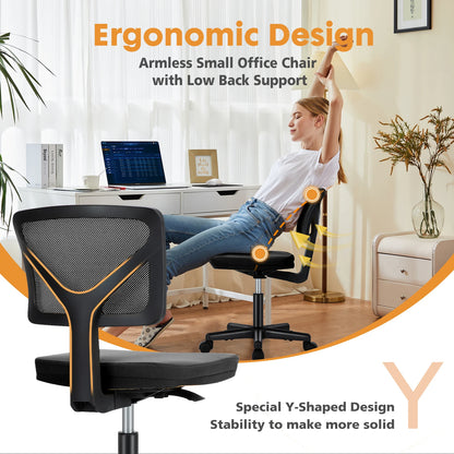 Ergonomic Armless Mesh Office Chair with Adjustable Lumbar Support