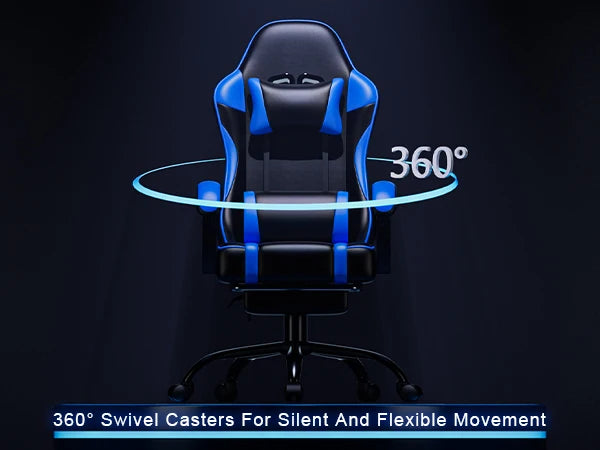 Ergonomic Gaming Chair with Footrest Reclining PU Leather Office Seat