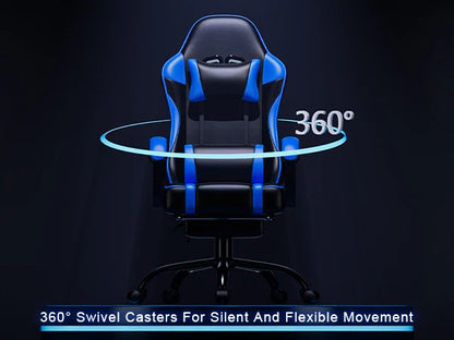 Ergonomic Gaming Chair with Footrest Reclining PU Leather Office Seat