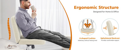 Ergonomic Wide Seat Cross Legged Office Chair with Rocking Function