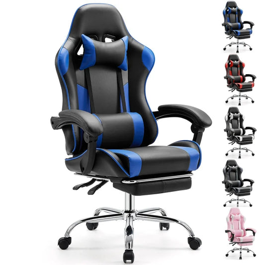 Ergonomic Racing Gaming Chair Swivel Leather with Lumbar Support