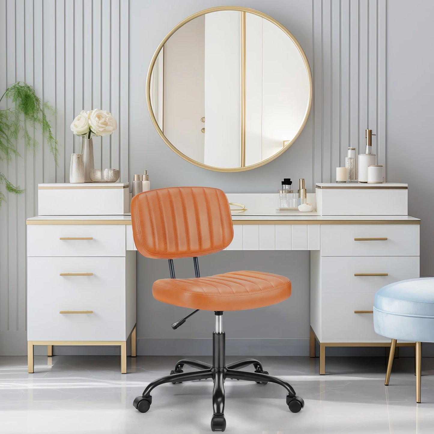 Space-Saving Ergonomic Office Chair with Adjustable Height Lumbar Support