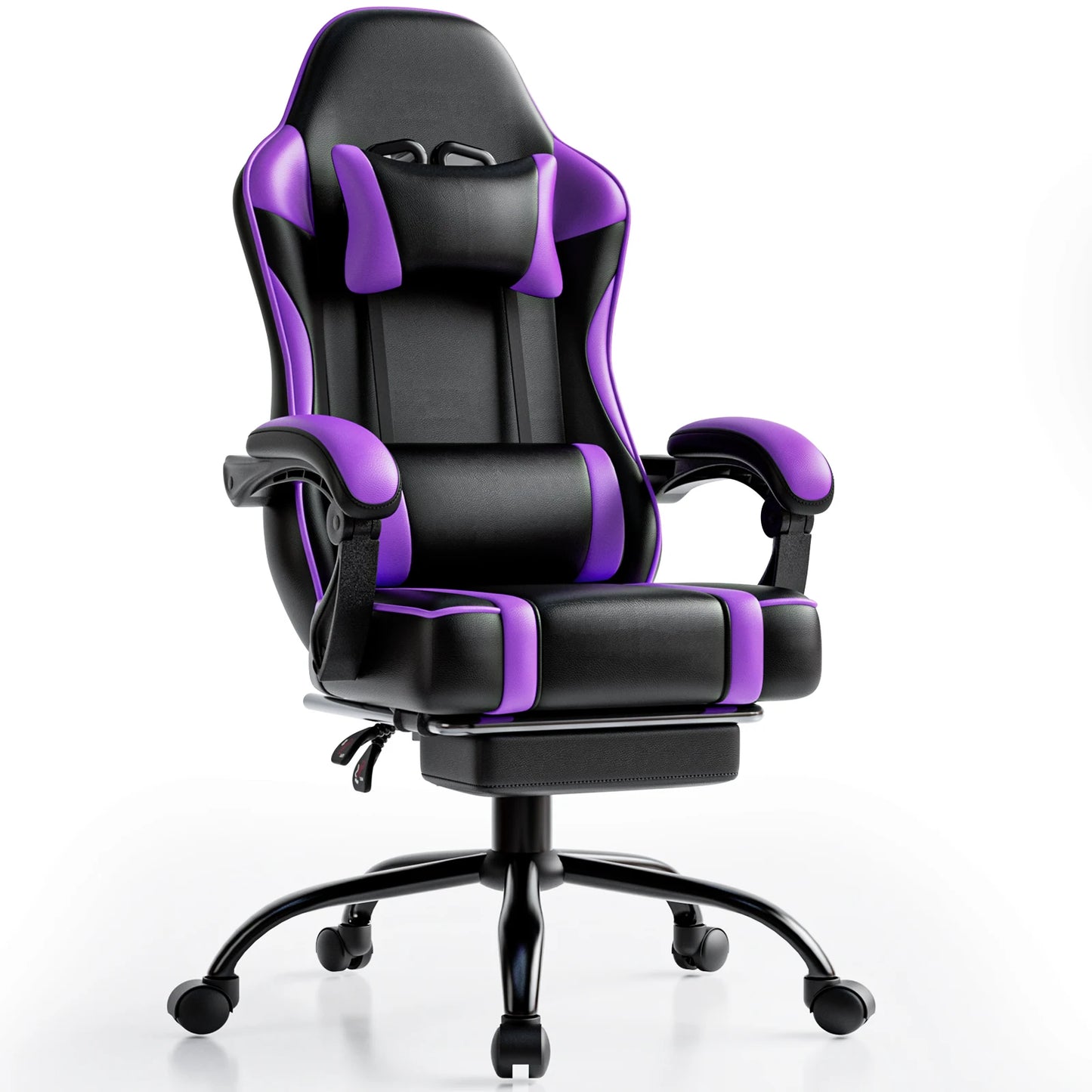 Ergonomic Gaming Chair with Footrest Reclining PU Leather Office Seat