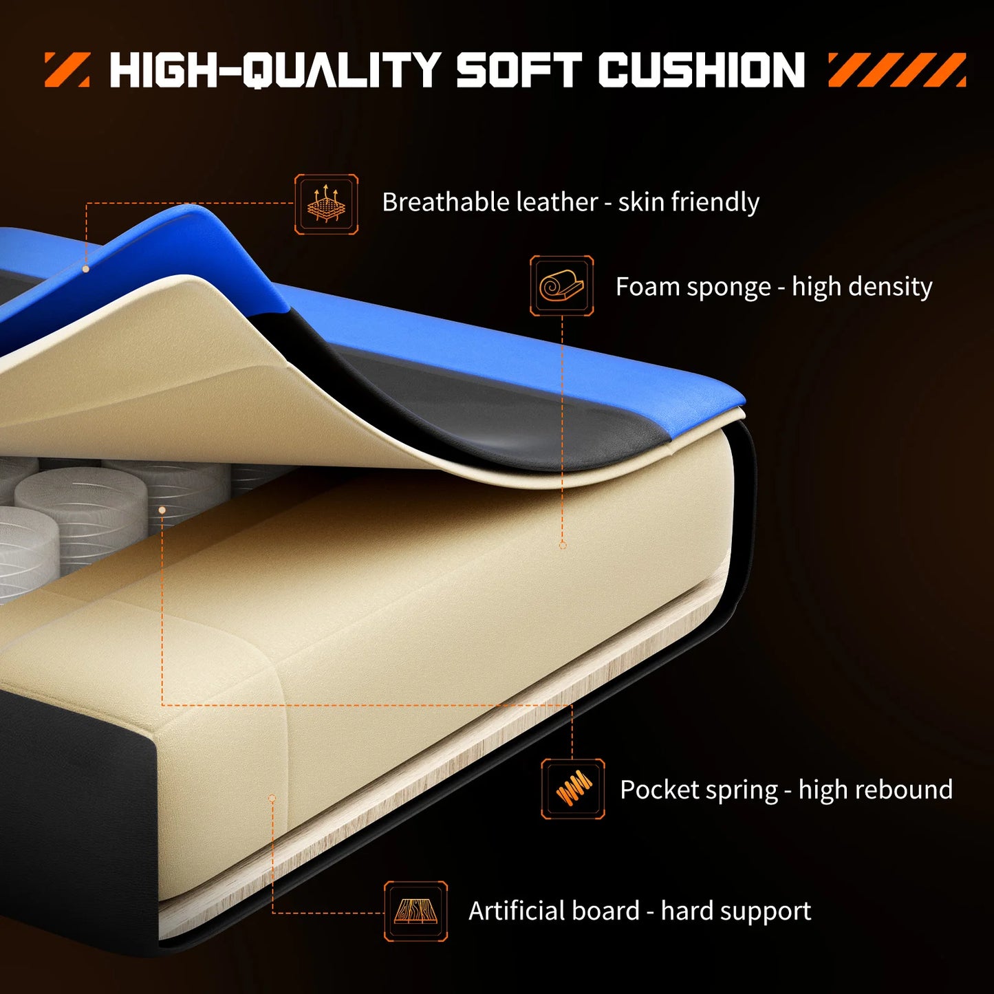 Ergonomic Racing Gaming Chair Swivel Leather with Lumbar Support