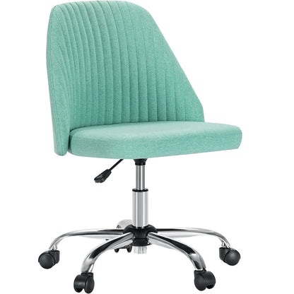 Small Armless Swivel Office Chair Modern Fabric Task Vanity Seat