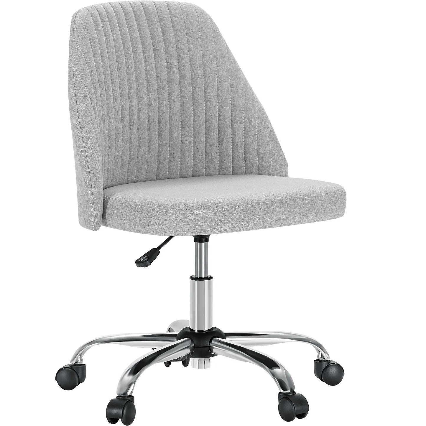 Small Armless Swivel Office Chair Modern Fabric Task Vanity Seat
