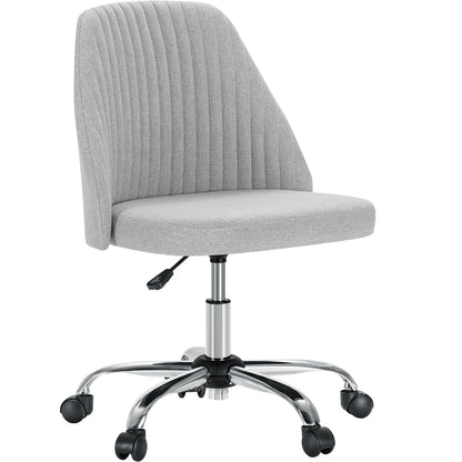 Small Armless Swivel Office Chair Modern Fabric Task Vanity Seat