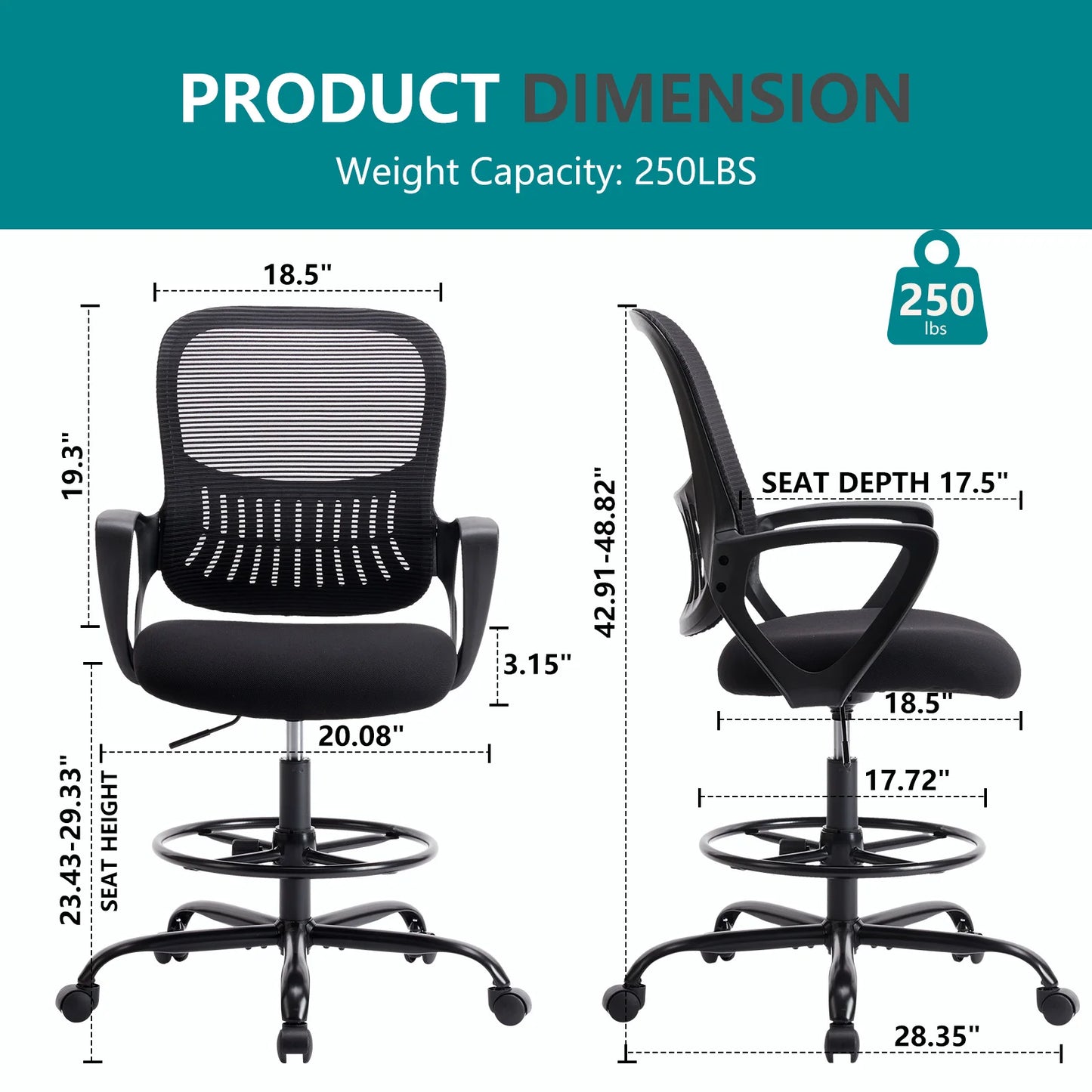Ergonomic Mesh Office Chair with Adjustable Height and Swivel Wheels