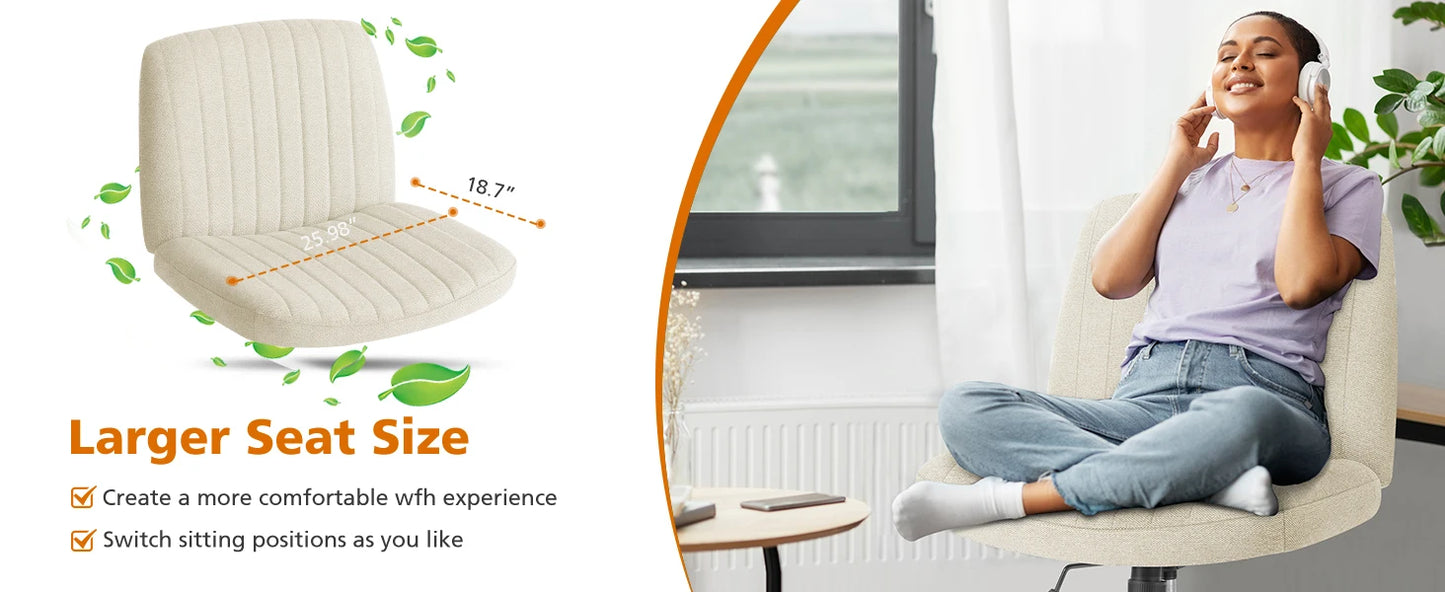 Ergonomic Wide Seat Cross Legged Office Chair with Rocking Function