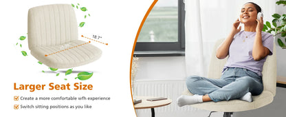 Ergonomic Wide Seat Cross Legged Office Chair with Rocking Function