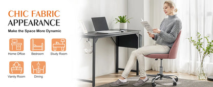 Small Armless Swivel Office Chair Modern Fabric Task Vanity Seat