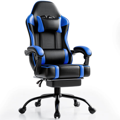 Ergonomic Gaming Chair with Footrest Reclining PU Leather Office Seat